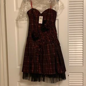 BCBG red plaid strapless dress, 4